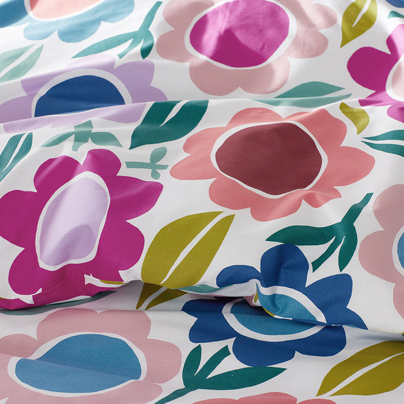 Joyful Flower Classic Cool Organic Cotton Percale Duvet Cover Set