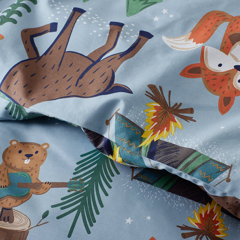 Animal Campers Classic Cool Organic Cotton Percale Duvet Cover Set