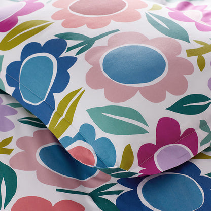 Joyful Flower Classic Cool Organic Cotton Percale Comforter Set