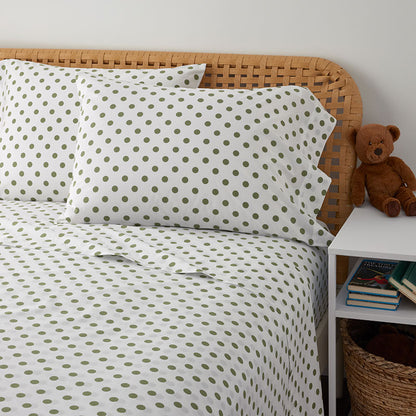 Dot Classic Cool Organic Cotton Percale Bed Sheet Set