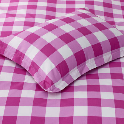 Big Check Classic Cool Organic Cotton Percale Reversible Comforter Set