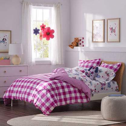 Big Check Classic Cool Organic Cotton Percale Reversible Comforter Set