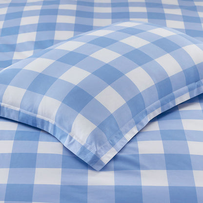 Big Check Classic Cool Organic Cotton Percale Reversible Comforter Set