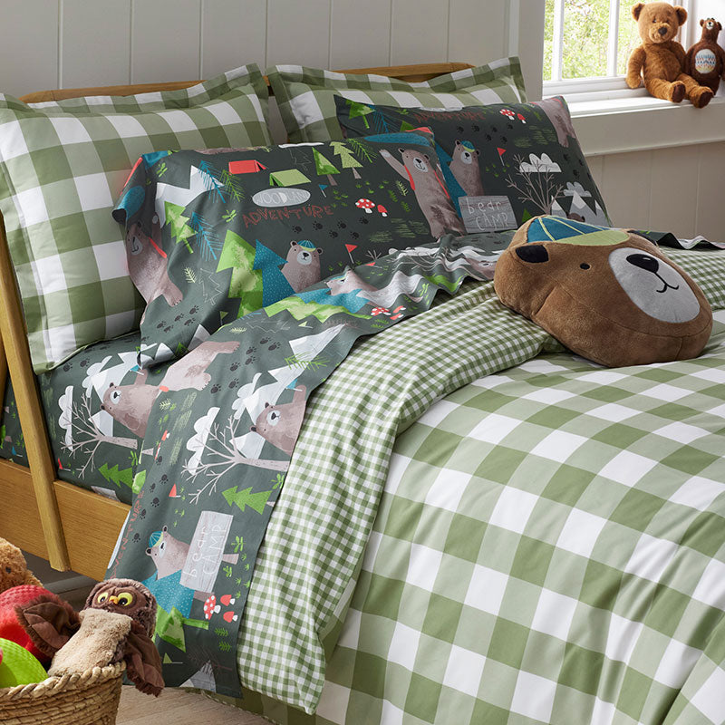 Big Check Classic Cool Organic Cotton Percale Reversible Duvet Cover Set