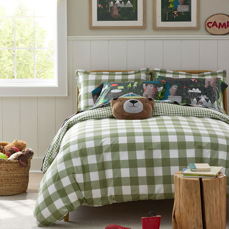 Big Check Classic Cool Organic Cotton Percale Reversible Comforter Set
