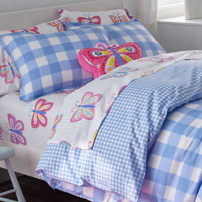 Big Check Classic Cool Organic Cotton Percale Reversible Comforter Set