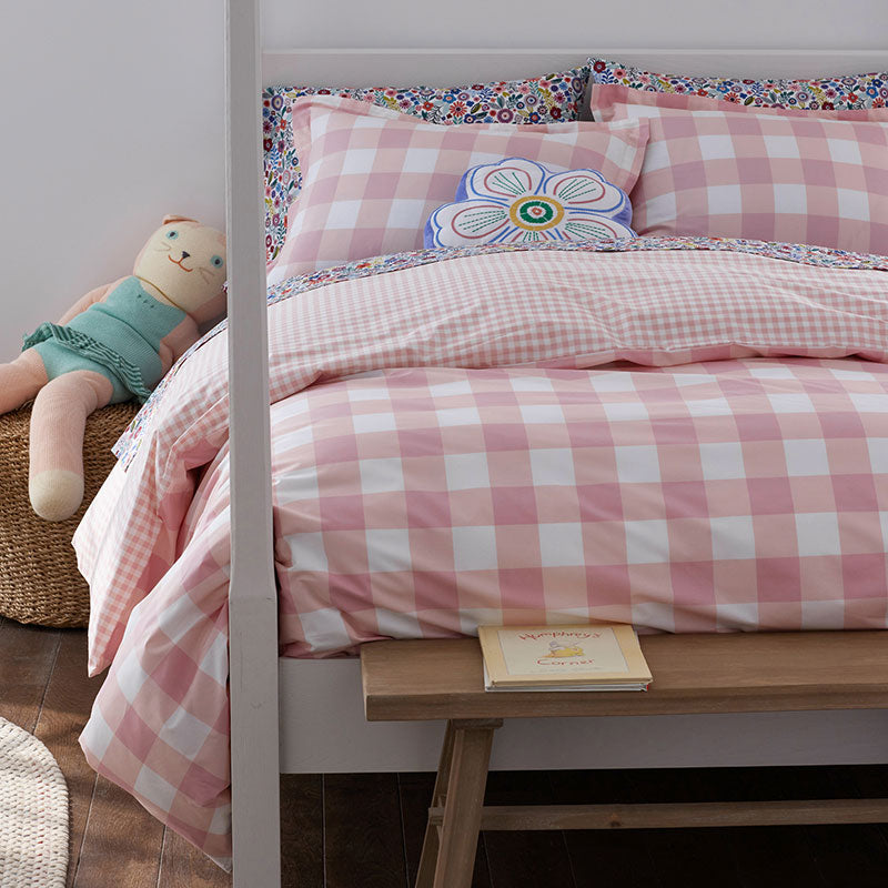 Big Check Classic Cool Organic Cotton Percale Reversible Comforter Set