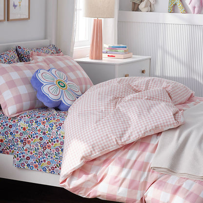 Big Check Classic Cool Organic Cotton Percale Reversible Comforter Set