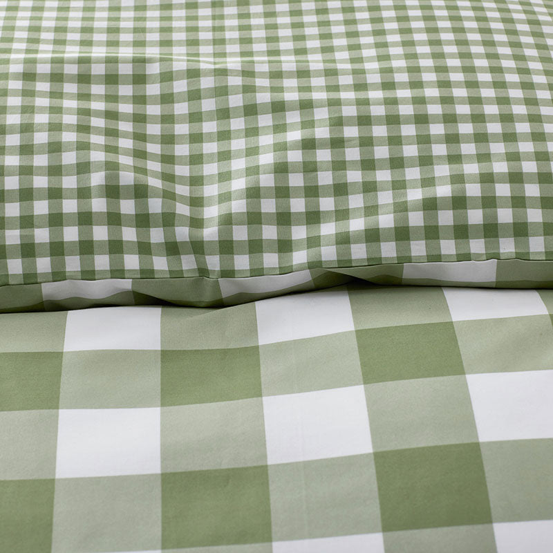 Big Check Classic Cool Organic Cotton Percale Reversible Comforter Set