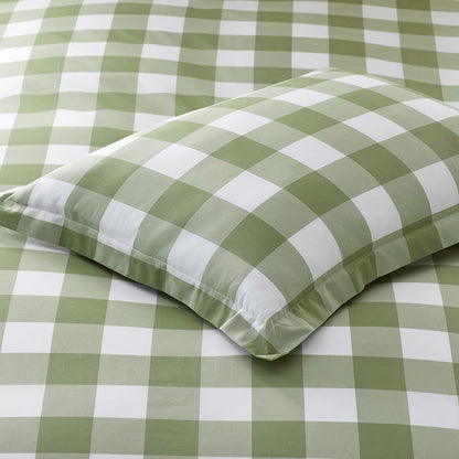 Big Check Classic Cool Organic Cotton Percale Reversible Comforter Set