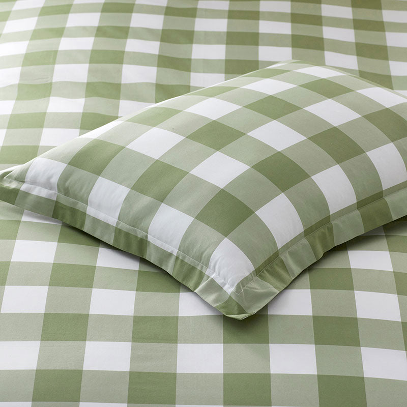 Big Check Classic Cool Organic Cotton Percale Reversible Duvet Cover Set