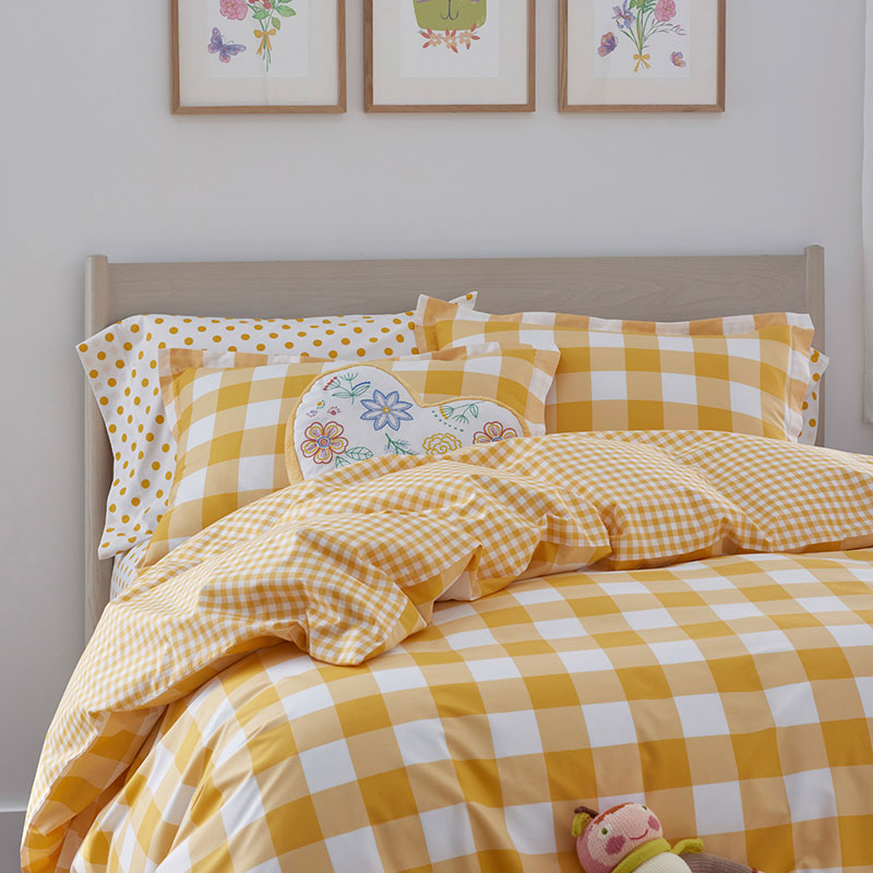 Big Check Classic Cool Organic Cotton Percale Reversible Comforter Set
