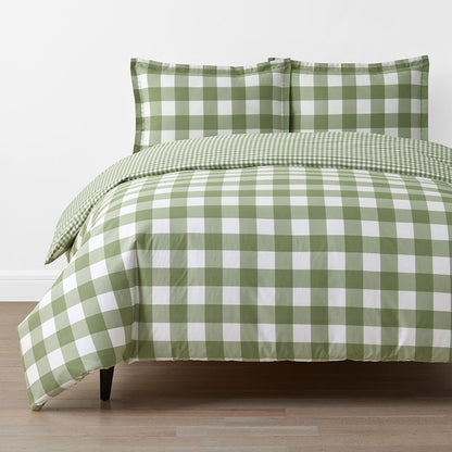Big Check Classic Cool Organic Cotton Percale Reversible Duvet Cover Set