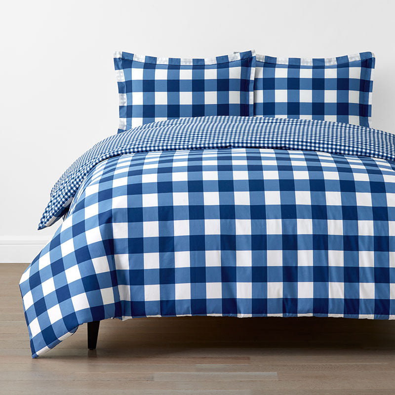 Big Check Classic Cool Organic Cotton Percale Reversible Duvet Cover Set