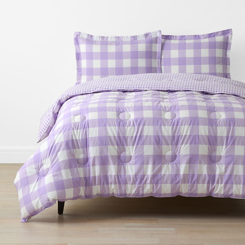 Big Check Classic Cool Organic Cotton Percale Reversible Comforter Set