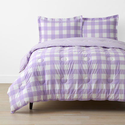 Big Check Classic Cool Organic Cotton Percale Reversible Comforter Set
