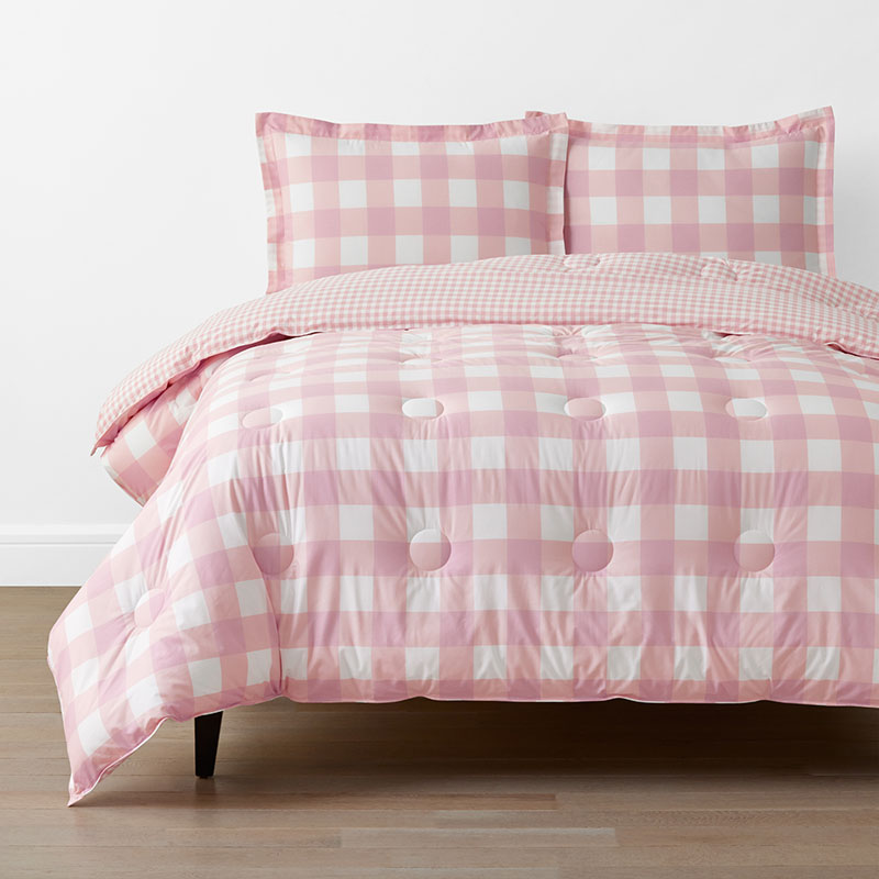 Big Check Classic Cool Organic Cotton Percale Reversible Comforter Set