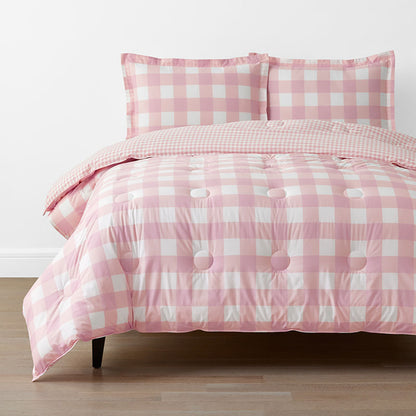 Big Check Classic Cool Organic Cotton Percale Reversible Comforter Set