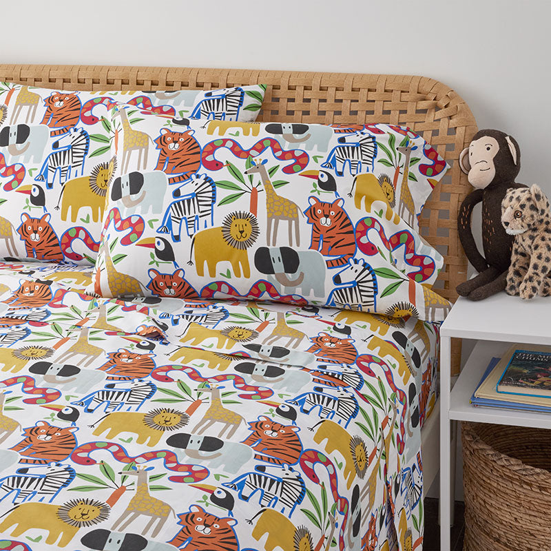 Into the Jungle Classic Cool Organic Cotton Percale Bed Sheet Set
