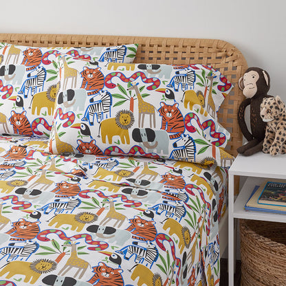 Into the Jungle Classic Cool Organic Cotton Percale Bed Sheet Set