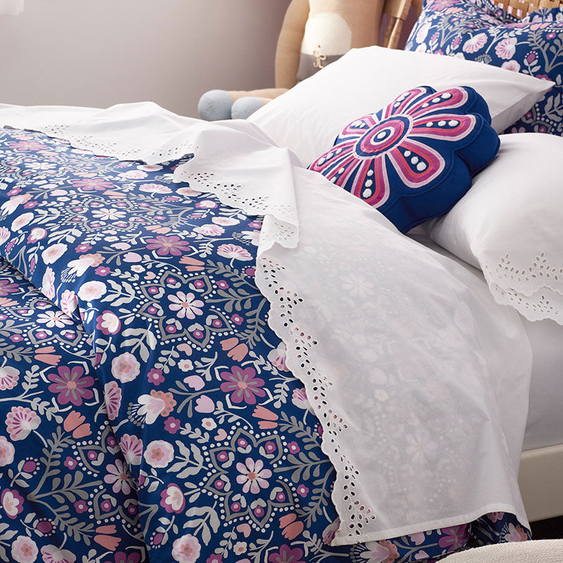 Folk Garden Classic Cool Organic Cotton Percale Duvet Cover Set