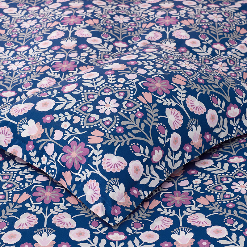 Folk Garden Classic Cool Organic Cotton Percale Duvet Cover Set