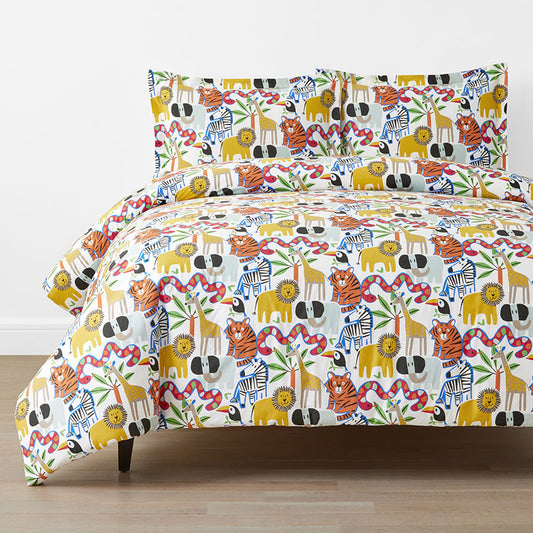 Into the Jungle Classic Cool Organic Cotton Percale Duvet Cover Set