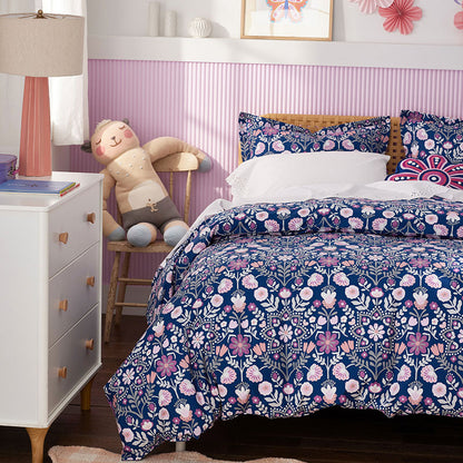 Folk Garden Classic Cool Organic Cotton Percale Comforter Set