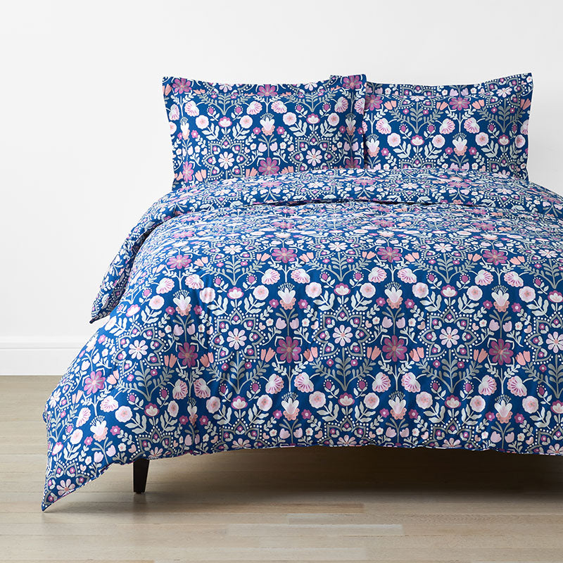 Folk Garden Classic Cool Organic Cotton Percale Comforter Set
