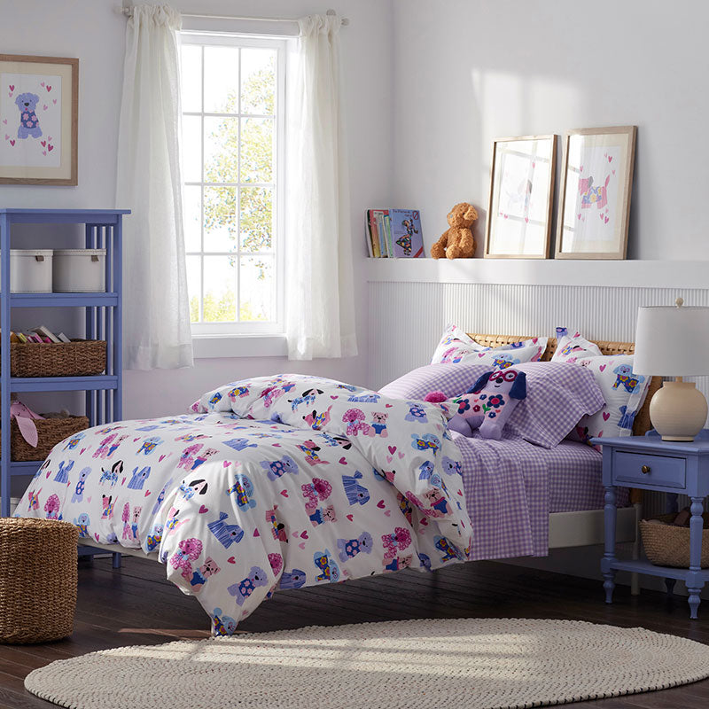 Puppy Love Classic Cool Organic Cotton Percale Bed Sheet Set