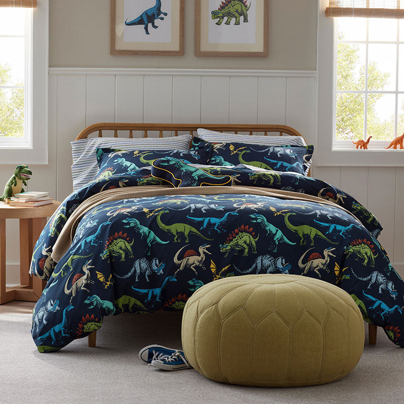 Dino Stomp Classic Cool Organic Cotton Percale Comforter Set