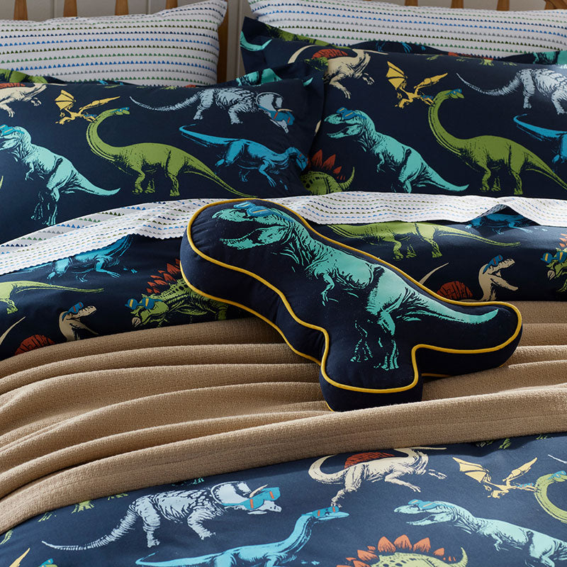 Dino Stomp Classic Cool Organic Cotton Percale Bed Sheet Set
