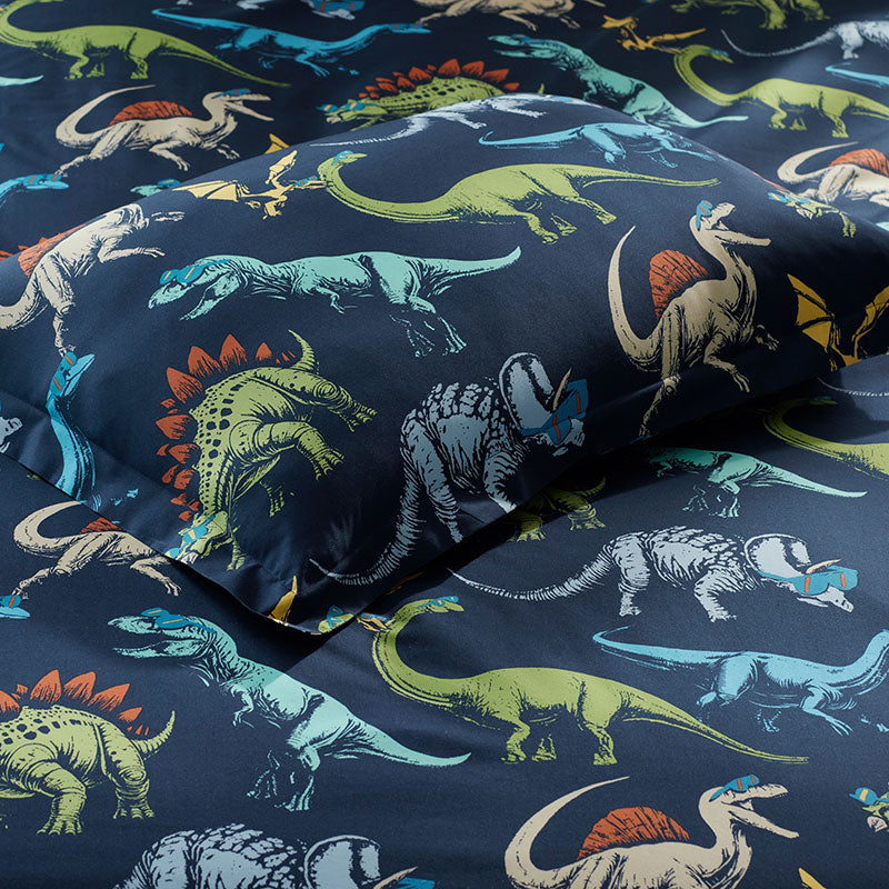 Dino Stomp Classic Cool Organic Cotton Percale Comforter Set