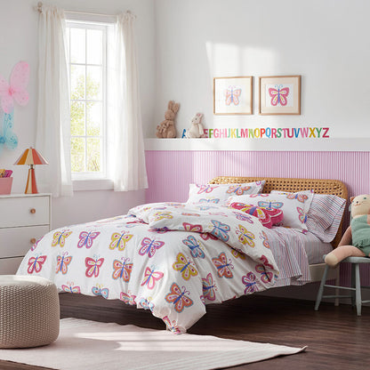 Colorful Butterflies Classic Cool Organic Cotton Percale Bed Sheet Set
