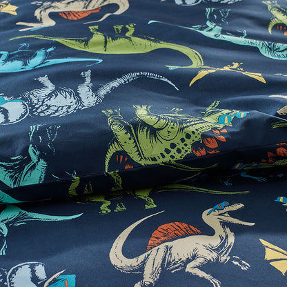 Dino Stomp Classic Cool Organic Cotton Percale Bed Sheet Set