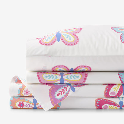 Colorful Butterflies Classic Cool Organic Cotton Percale Bed Sheet Set