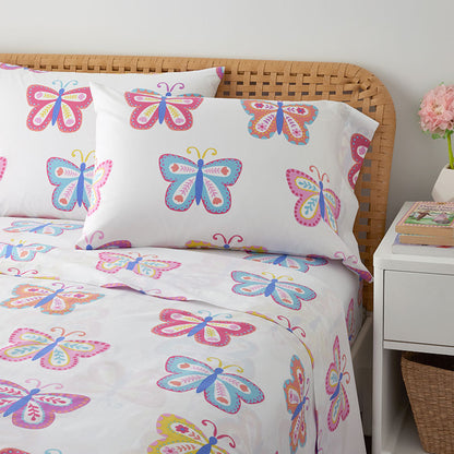 Colorful Butterflies Classic Cool Organic Cotton Percale Bed Sheet Set