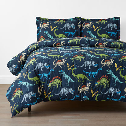 Dino Stomp Classic Cool Organic Cotton Percale Comforter Set