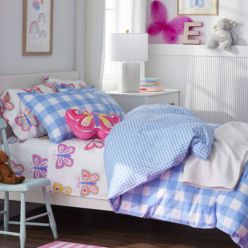 Colorful Butterflies Classic Cool Organic Cotton Percale Duvet Cover Set