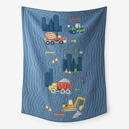 Construction Trucks Quilted Sham
