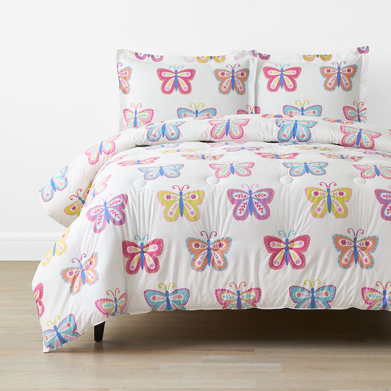 Colorful Butterflies Classic Cool Organic Cotton Percale Comforter Set