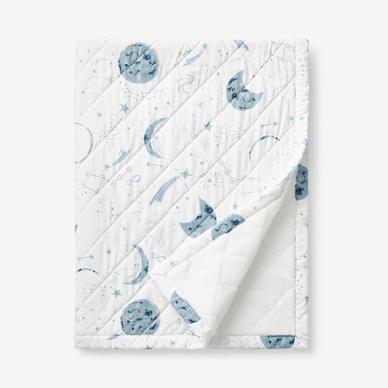 Night Sky Classic Cool Organic Cotton Percale Quilted Reversible Sherpa Stroller Blanket