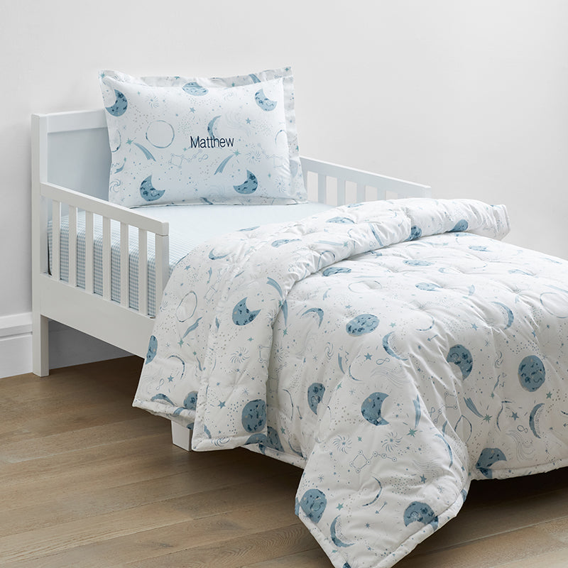 Night Sky Classic Cool Organic Cotton Percale Toddler Bed Sheet Set
