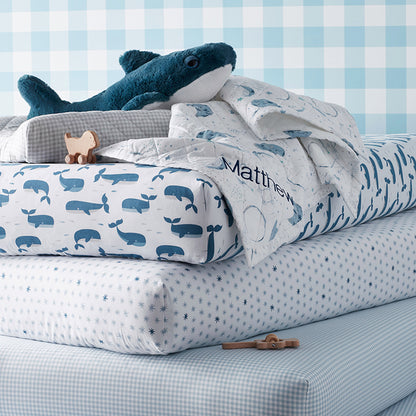 Night Sky Classic Cool Organic Cotton Percale Quilted Reversible Sherpa Stroller Blanket