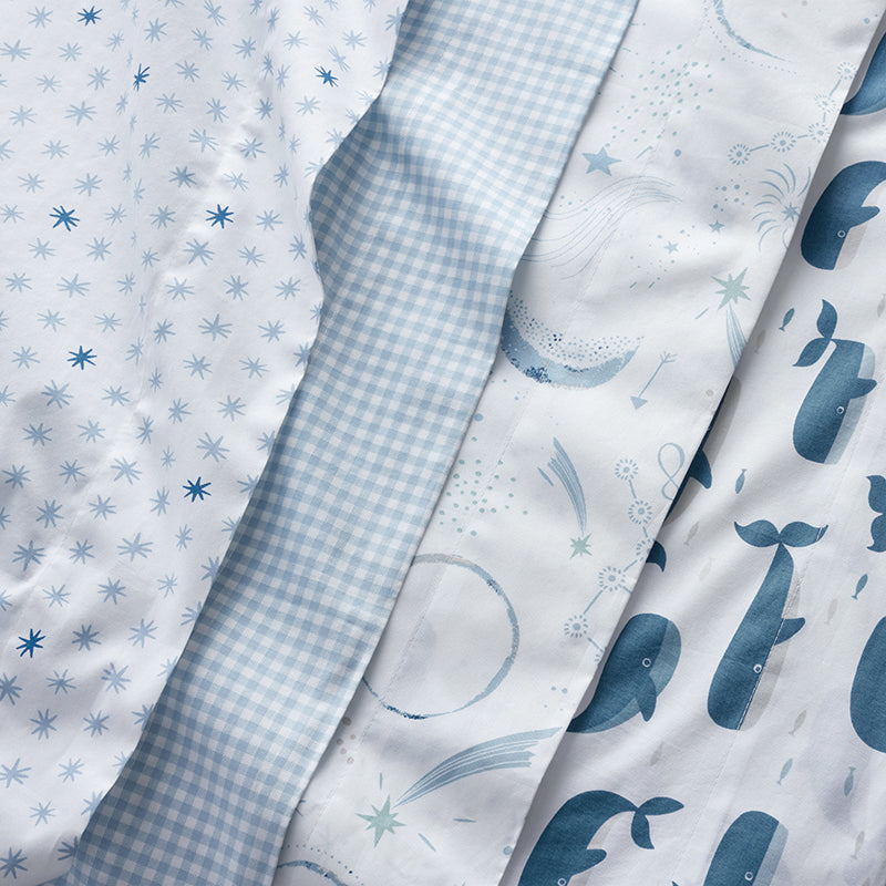 Whale School Classic Cool Organic Cotton Percale Toddler Bed Sheet Set
