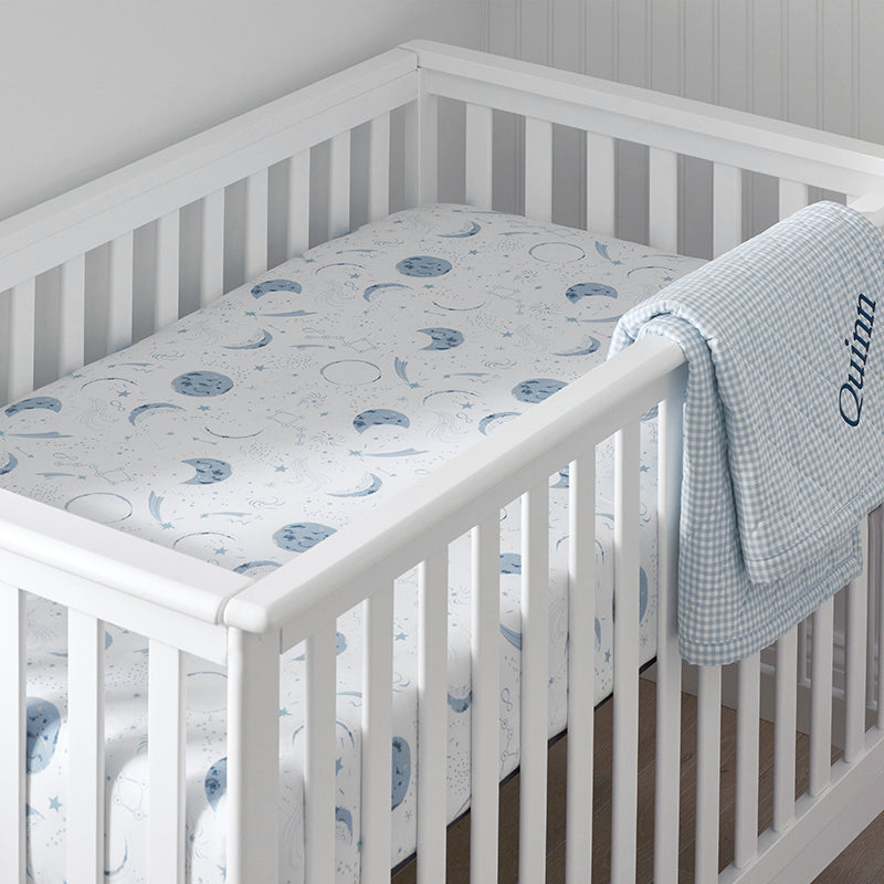 Night Sky Classic Cool Organic Cotton Percale Quilted Reversible Sherpa Stroller Blanket