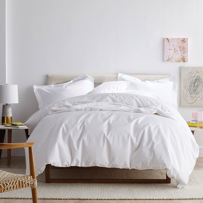 4-Piece Classic Cool Cotton Percale Solid Bedding Bundle