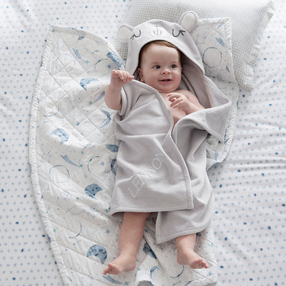 Night Sky Classic Cool Organic Cotton Percale Quilted Reversible Sherpa Stroller Blanket