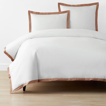Solid Border Classic Cool Cotton Percale Duvet Cover