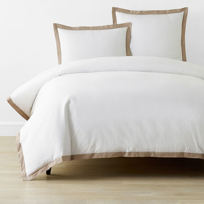Solid Border Classic Cool Cotton Percale Duvet Cover